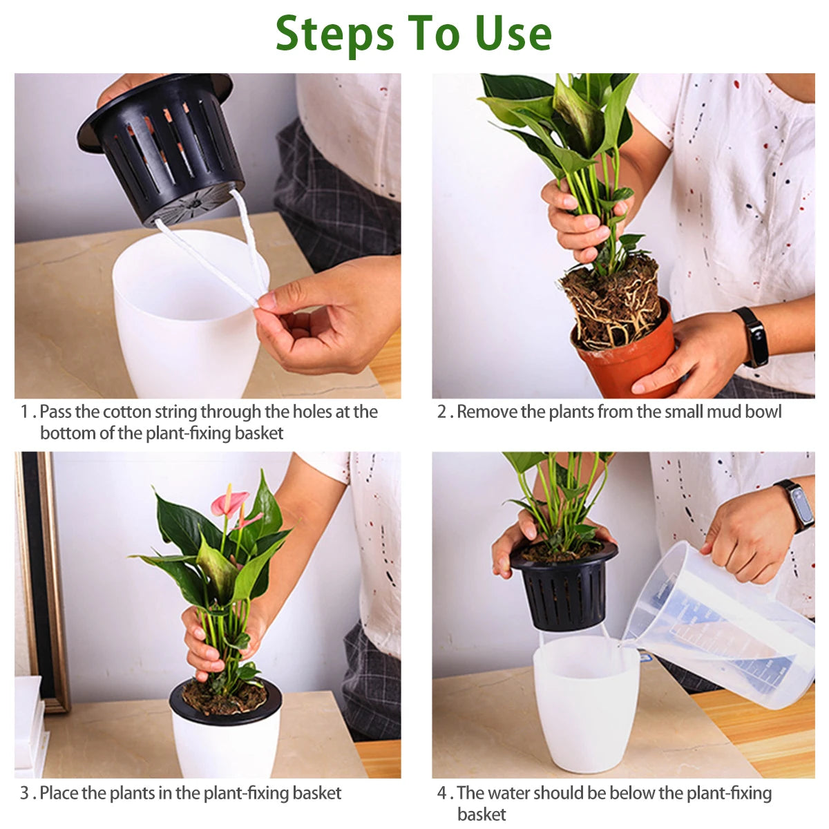 Leaf & Leash Self-Watering Indoor Pots – Set of 6